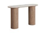 Beistelltisch Athens, Beigebraun, Keramik, Travertinoptik, oval, zylindrisch, 40x78x120 cm, Wohnzimmer, Wohnzimmertische, Beistelltische