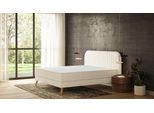 Emma Original Elite Boxspringbett V2 – Beige - 160x200 cm - Kopfteil Streifen - Holzfüße