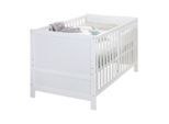 Roba Gitterbett , Weiss , Holzwerkstoff , Schichtholz , 78x78x142 cm , zum Juniorbett umbaubar, höhenverstellbar, Lattenrost inklusive, Schlupfsprossen , Baby- und Kindermöbel, Babyzimmer, Babybett, Gitterbett