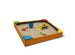 Bestlivings Sandkasten, Braun, Naturmaterialien, Quadratisch, 90x90 cm, unisex, Outdoor Spielzeug, Sandkästen