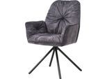 Esszimmerstuhl SALESFEVER "Ottawa Armlehnstuhl: Rückzugsort im Esszimmer", grau (anthrazit schwarz, schwarz), B:61cm H:90cm T:59cm, Metall, Polyester, Stühle, Esszimmerstuhl, 360 Drehbarer Esszimmersessel mit Armlehnen - 1 Stück