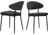 4-Fußstuhl SIT "Odessa 2er-Set Polsterstühle mit Strukturstoff & Metallgestell", grau (dunkelgrau, schwarz, schwarz, dunkelgrau), B:56cm H:82cm T:53cm, Metall, Polyester, Stühle, 4-Fußstuhl, Öko-Tex Strukturstoff & ergonomisch gerundete Rückenlehne