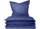 Wendebettwäsche SCHIESSER "Doubleface aus weicher Baumwolle mit edlem Melangeeffekt", blau, B/L: 135cm x 200cm, 1 Stk., 1 Stk., Feinbiber, B/L: 80cm x 80cm, 2 Stk., Feinbiber, Obermaterial: 100% Baumwolle, Bettwäsche, Wendebettwäsche, ab Größe 135x200 cm erhältlich, OEKO-TEX MADE IN GREEN
