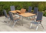 Garten-Essgruppe MERXX "Ferrara", grau (silber, grau, natur), Polyester, Edelstahl, Massivholz, Polyester, Sitzmöbel-Sets, Garten-Essgruppe