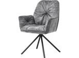 Esszimmerstuhl SALESFEVER "Ottawa Armlehnstuhl: Rückzugsort im Esszimmer", schwarz (hellgrau schwarz, schwarz), B:61cm H:90cm T:59cm, Metall, Polyester, Stühle, Esszimmerstuhl, 360 Drehbarer Esszimmersessel mit Armlehnen - 1 Stück