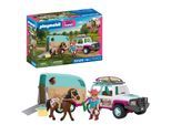 Konstruktions-Spielset PLAYMOBIL "Geländewagen mit Pferdeanhänger (72129), I Love Horses", bunt, Spielbausteine, Kinder, Kunststoff, Konstruktions-Spielset, Made in Europe