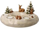 Adventsleuchter GOEBEL "Winterwald, Weihnachtsdeko", bunt, B:27cm H:14cm, Steingut, Kerzenhalter, Adventsleuchter, Adventskranz, Steingut