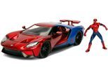 Spielzeug-Auto JADA "Marvel Spiderman 2017 Ford GT 1:24", rot (rot, blau), Spielzeugfahrzeuge, Kinder, Kunststoff, Metall, Spielzeug-Auto