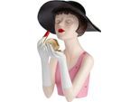 Skulptur GILDE "Figur Frau Lady Amélie", pink (rosa, rot), B:20cm H:31cm T:25,5cm, Kunstharz, Dekofiguren, Skulptur, Gepunktetes Design mit Lippenstiftmotiv, Skulptur