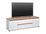 Carryhome Lowboard, Weiß, Eiche Artisan, Kunststoff, 2 Fächer, 2 Schublade(n) Schubladen, 160x50x42 cm, stehend, Wohnzimmer, Wohnwände, Lowboards, Lowboards stehend