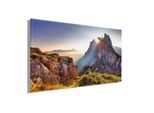 Leinwandbild BÖNNINGHOFF "Wandbild BERGLANDSCHAFT XXL 90x150 cm – Leinwandbild Keilrahmen Deko", bunt (farbe bild(er): orange, blau, weiß, grün), B:150cm H:90cm T:4,5cm, Canvas, MDF, Bilder, Leinwandbild, auf Keilrahmen gespannt