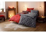 Wendebettwäsche OTTO HOME "STELLA", grau (anthrazit, grau), B/L: 155cm x 220cm, 1 Stk., 1 Stk., Biber, B/L: 80cm x 80cm, 2 Stk., Biber, Obermaterial: 100% Baumwolle, Bettwäsche, Wendebettwäsche, Bettwäsche mit Sternen, Weihnachten, Winter