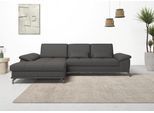 Ecksofa OTTO HOME "Costello L-Form, B: 301cm, Sitztiefen & Armteilverstellung, Federkern", braun (mokka), B:301cm H:89cm T:176cm, Luxus-Microfaser (90% Polyester, 10% Polyamid);Samtoptik (100% Polyester), Sofas, Ecksofa, 3 Nierenkissen, optional Schlaffunktion & Bettkasten