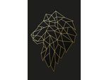 Leinwandbild BÖNNINGHOFF "Wandbild LÖWE POLYGON 60x90 cm – Leinwandbild Keilrahmen Deko modern", schwarz (farbe rahmen: kein rahmen, farbe bild(er): schwarz, gold), B:60cm H:90cm T:1,8cm, Canvas, MDF, Bilder, Leinwandbild, auf Keilrahmen gespannt