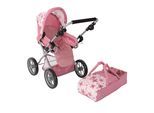 Kombi-Puppenwagen CHIC2000 "Leni", rosa (flowers rosa), Puppenwagen, KinderB:37cm H:68cm T:64cm, Kunststoff, Metall, Stoff, Kombi-Puppenwagen, mit herausnehmbarer Tragetasche, B:37cm H:68cm T:64cm