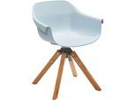 Gartenstuhl MUSTERRING "Freilicht Schalenstuhl", blau (teak, blau), B:64cm H:78cm T:57cm, Kunststoff, Massivholz, Stühle, Gartenstuhl, Drehbar und in 4 Farben erhältlich für flexible Sitzmomente