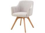 Livetastic Armlehnstuhl, Creme, Holz, Metall, Textil, Eiche, Pappel, massiv, Sperrholz, U-Form, 61x85.5x63.5 cm, Sitzfläche 360° drehbar, Esszimmer, Stühle, Esszimmerstühle, Armlehnenstühle