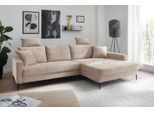 Ecksofa OTTO HOME "Summer L-Form, B: 280cm, in Cord & Struktur", beige (b802 zoom 3 mink), B:278cm H:86cm T:174cm, 92% Polyester;8% Nylon, Sofas, Ecksofa, wahlweise mit Kopfstützen, schwarze Metallfüße