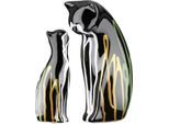 Skulptur GILDE "2tlg. Set Figur Katze Scuro schwarz", schwarz, B:14cm H:22cm T:8cm, Keramik, Dekofiguren, Skulptur, Tierfigur Wohnaccessoire Designkatze dekorativ Sammlerfigur