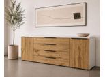 Sideboard BORCHARDT MÖBEL "Tom, moderne Kommode mit Metallgriffen, 200cm breit", braun (wotan eiche), B:200cm H:72cm T:35cm, Spanplatte, Sideboards, Sideboard, 2 Türen, 3 Schubfächer, Metallgriffe anthrazit