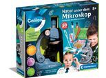 Experimentierkasten CLEMENTONI "Galileo Lab, Natur unter dem Mikroskop", blau (weiß, neutral), Experimentierkästen, Kinder, Experimentierkasten, mit LED-Licht
