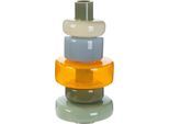 Tischvase GILDE "Vase Stack mehrfarbig H. 34,5 cm", bunt (mehrfarbig), B:16,5cm H:34,5cm T:16,5cm Ø:16,5cm, Glas, Vasen, Tischvase, Dekovase, Glas, stapelbar, Blumenvase, platzsparend, modern
