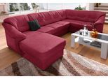 Wohnlandschaft SIT & MORE "Savona, U-Form, B: 320 cm, Bettfunktion wählbar, Federkern-Polsterung", rot (karminrot), B:320cm H:90cm T:211cm, Luxus-Kunstleder;Primabelle-Microfaser;NaturLederKorpus ist mit passendem Luxus-Kunstleder bezogen. Bitte beachten Sie, dass Lederbezüge mehr Nähte aufweisen als Stoffbezüge;Struktur, Sofas, Wohnlandschaft, Komfortable Sitzhöhe 46 cm, Liegefläche 120 x 250 cm