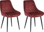 Polsterstuhl SIT "Lahti Armlehnstuhl 2er-Set mit Samtbezug & Metallbeinen", rot (rot, schwarz, schwarz, rot), B:48cm H:84cm T:57cm, Metall, Polyester, Stühle, Polsterstuhl, Festes 5 cm Sitzkissen & angedeutete Armlehnen für hohen Sitzkomfort