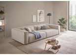 3-Sitzer "PIARA XXL Struktur u. Leinenoptik, Sofa mit Kedernaht", beige (hellbeige), B:316cm H:66cm T:136cm, 100% Polyester, LEGER HOME BY LENA GERCKE, Sofas, 3-Sitzer, schwarze Füße, bequemer Sitzkomfort, extra tiefe Sitzfläche