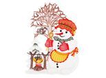 Fensterbild "Fensterbild "Schneefrau" farbig", bunt, B:18cm H:27cm, Polyester, W. REUTER & SOHN - PLAUENER SPITZE, Fensterbilder, Fensterbild