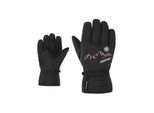 Skihandschuhe ZIENER "LAILLA-Z AQUASHIELD MÄDCHEN", Damen, Gr. 3, schwarz, Kunstfaser, Handschuhe Skihandschuhe, wasserdicht, winddicht, atmungsaktiv, warm, bestickt