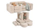 Relaxdays Kindersofa, Beige, Kunststoff, Textil, 108x32x50 cm, Kinderzimmer & Jugendzimmer, Kindermöbel, Kindersitzmöbel & Kindertische, Kindersessel & Kindersofas