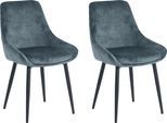 Polsterstuhl SIT "Lahti Armlehnstuhl 2er-Set mit Samtbezug & Metallbeinen", blau (blau, schwarz, schwarz, blau), B:48cm H:84cm T:57cm, Metall, Polyester, Stühle, Polsterstuhl, Festes 5 cm Sitzkissen & angedeutete Armlehnen für hohen Sitzkomfort