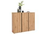 Xora Schuhschrank, Eiche, Holzwerkstoff, 18 Fächer, 145x120x34 cm, Typenauswahl, Garderobe, Schuhaufbewahrung, Schuhschränke