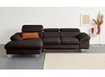Ecksofa COTTA "Driver L-Form, B: 268 cm, moderne Couch mit Wellenunterfederung, Leder", braun, B:268cm H:73cm T:169cm, LEDER BEEFY (ein abgedecktes Spalt-Rindsleder) im Sitz und Rücken (Korpus in Kunstleder);Luxus-Kunstleder;Kunstleder SOFTLUX;Leder Pampas (echtes Rindsleder), Rückseite mit schwarzem Spannstoff bezogen, Sofas, Ecksofa, Kopfteilverstellung, opt. Schlaffunktion + XL Bettkasten, LF:1