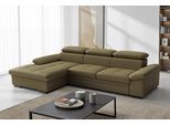 Ecksofa SIT & MORE "Viola L-Form, B: 260 cm, Arm- & Kopfteilverstellung", braun (olive), B:260cm H:73cm T:174cm, Sofas, Ecksofa, optional Schlaffunktion, Sofa mit Komfortsitz in Leder