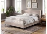 Polsterbett HOME AFFAIRE "LYSEKIL Bettgestell mit Lattenrost, Breite 140/160/180/200cm, Chenille", beige, B:195cm H:92cm L:213cm, 100% Polyester, Betten, Polsterbett, Rahmenbett mit Kopfteil, ohne Matratze und Topper