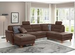 Wohnlandschaft HOME AFFAIRE "Palmera U-Form, B: 308 cm, große Stoff + Leder Auswahl", braun (dunkelbraun), B:308cm H:89cm T:212cm, 100% Polyester;Struktur (100% Polyester);Luxus-Microfaser in Lederoptik (100% Polyester), Sofas, Wohnlandschaft, mit Schlaffunktion & Bettkasten, Federkern, XXL-Wohnlandschaft