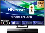 HISENSE Mini-LED-Fernseher "55E8S", Energieeffizienz: E, schwarz (schwarz, dunkelgrau), 55 ″, Fernseher, inkl. HS2000 Soundbar im Wert von UVP €129, Mini-LED-Fernseher