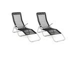 Gartenliege VCM "2er Set Camping-Liege Schwarz", schwarz, Obermaterial: 100% Metall MT., Gartenliegen, Gartenliege