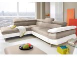 Ecksofa COTTA "Solution L-Form, Design Sofa, bequeme Wellenunterfederung, Design Fuß", weiß (altweiß, sand), B:262cm H:73cm T:228cm, Sofas, Ecksofa, mit Arm- & Kopfteilverstellung, wahlweise mit Schlaffunktion