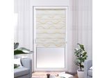 Doppelrollo K-HOME "Wellen Design", beige, weiß, weiß, B:35cm H:150cm, Polyester, Rollos, Doppelrollo, Bedruckt mit Muster
