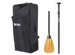 SUP-Paddel YEAZ "Trolley-Rucksack und Carbon/Bambus-Paddel KIT PLUS", schwarz, Paddel, SUP-Paddel