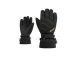 Skihandschuhe ZIENER "LALEA-Z GORE‑TEX PrimaLoft MÄDCHEN", Damen, Gr. 4,5, schwarz.gold art, Materialmix, Handschuhe Skihandschuhe, wasserdicht, winddicht, atmungsaktiv, extra warm durch PrimaLoft