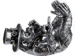 Flaschenhalter CASABLANCA BY GILDE "Flaschenhalter Affe Steampunk Monkey", silberfarben, B:27,5cm H:20,5cm L:16,5cm, Kunststoff, Flaschenhalter, Flaschenhalter