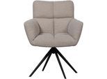 Esszimmerstuhl WOOOD "Vinny Bouclé-Bezug mit Drehmechanismus H 89 x B 70 x T 61 cm", beige (sand), B:70cm H:89cm T:61cm, Polyester, Stühle, Esszimmerstuhl, Tragkraft 100 kg, Polyurethanschaum-Polsterung, Metallgestell