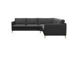 Ecksofa FLEXLUX "Fiore, gleichschenklig, bequem durch hochwertigem Sitzaufbau", schwarz (deep schwarz), B:249cm H:85cm T:92cm, 100% Echteder, Sofas, Ecksofa, schmale Armlehnen, Kaltschaum, Füße Alu+ Eiche