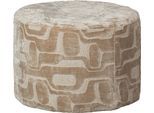 Hocker WOOOD "Aztec mit Abstract Bezug und rundem Design, Ø 60 x H 43 cm", beige (natur), B:60cm H:43cm T:60cm, Hocker, Hocker, Grafisches Azteken-Muster, Pfleiglicht, montiert geliefert