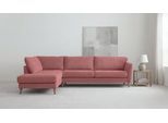 Ecksofa OTTO HOME "MARSEILLE 278/202 cm, L-Form, Ottom. rechts/links, verschiedene Bezüge", rosa (blush), B:278cm H:88cm T:202cm, 100% Polyester, Sofas, Ecksofa, Massivholzbeine Eiche, Landhausstil, Wellenunterfederung