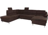 Wohnlandschaft SIT & MORE "Cardoso, U-Form, B: 324 cm, Bettfunktion und Relaxfunktion optional", braun (dunkelbraun), B:324cm H:90cm T:90cm, Luxus-Microfaser 1 (100% Polyester);Luxus-Microfaser 2 (100% Polyester);Luxus-Microfaser ALTARA NUBUCK (100% Polyester), Sofas, Wohnlandschaft, 2 Kopfstützen inklusive, Federkern, komfortable Sitzhöhe 47 cm